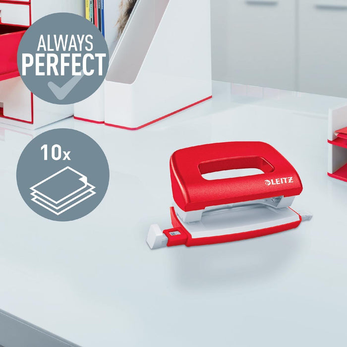 Leitz NeXXt WOW Mini perforator, 10 vel, rood - OfficeTown