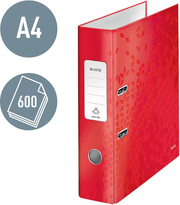 Leitz Ordner Wow rood, 8,5 cm rug 10 stuks - OfficeTown