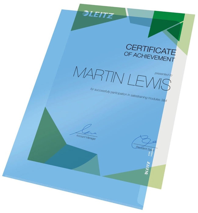 Leitz Premium L - map, PVC, ft A4, blauw, pak van 100 stuks - OfficeTown