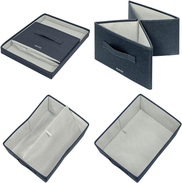 Leitz stoffen opbergdoos, middelgroot, grijs, 2 stuks - OfficeTown