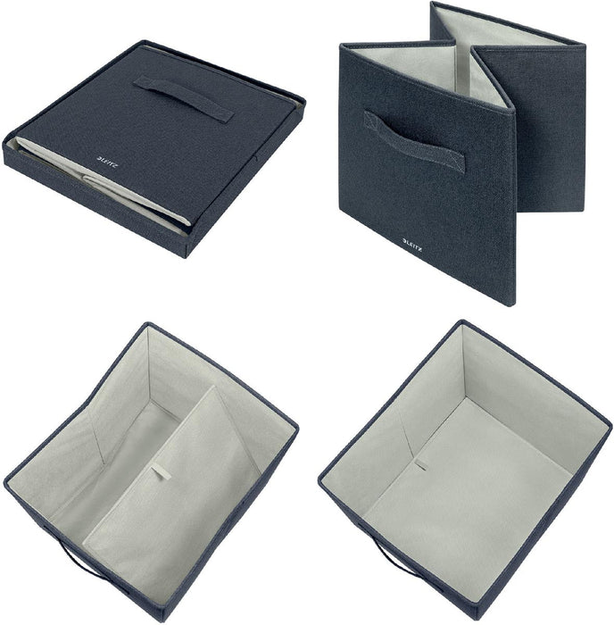 Leitz stoffen opbergdozen, grote maat, grijs, 2 stuks - OfficeTown
