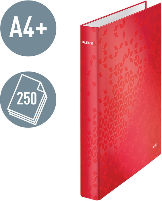 Leitz WOW ringband, van karton, rug van 25 mm, A4, rood 10 stuks - OfficeTown