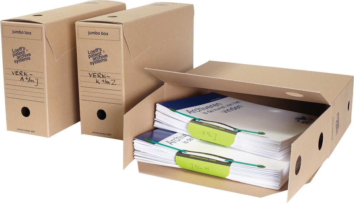 Loeff's archiefdoos Jumbo box, massief karton, bruin, pak van 8 stuks - OfficeTown