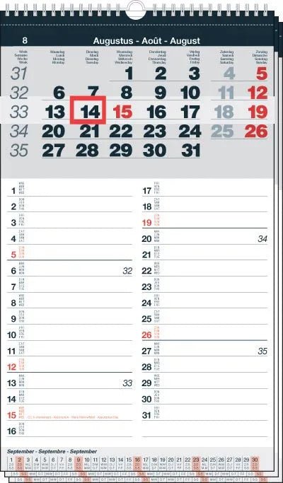Maandkalender Memo - Manager, viertalig, 2025 - OfficeTown