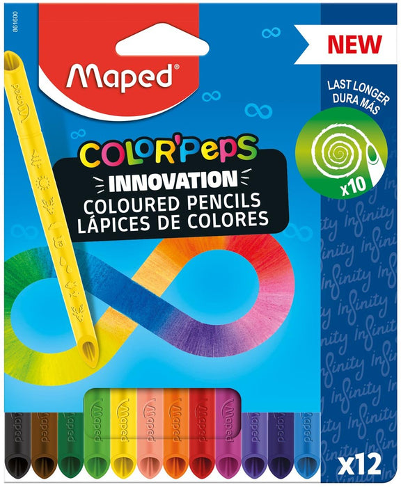 Maped Color'Peps Infinity kleurpotloden set met 12 zelfscherpende potloden - OfficeTown