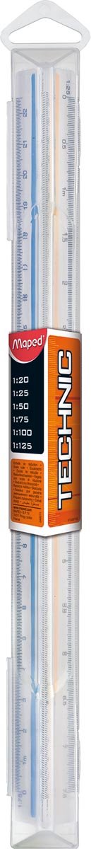 Maped driehoekige liniaal, schaalverdeling 1:20, 1:25, 1:50, 1:75, 1:100, 1:125, oranje - OfficeTown