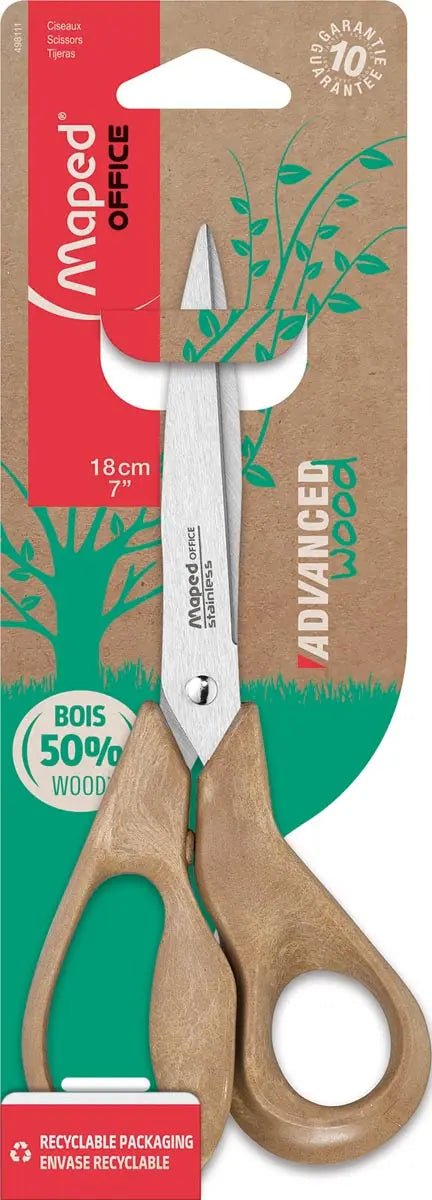 Maped Office Geavanceerde Houten schaar, 18 cm, asymmetrisch met eco - vriendelijke verpakking - OfficeTown