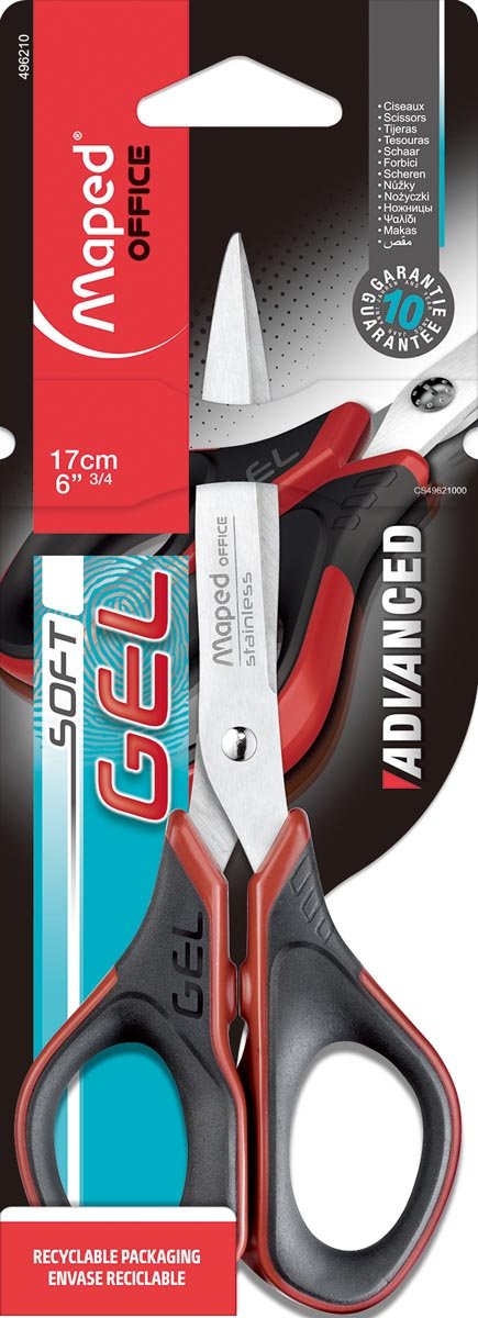 Maped schaar Advanced Gel 17 cm zwart en rood - OfficeTown
