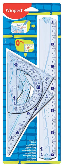 Maped tekenset Geometric - 4 - delige tekenset met liniaal, winkelhaak en gradenboog - OfficeTown