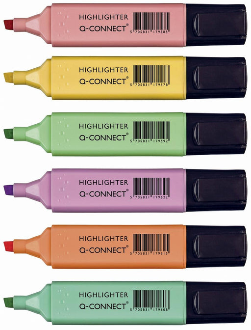 Markeerstiften Q - CONNECT pastel, assortiment van 6 stuks - OfficeTown