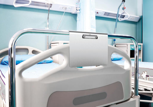 MAUL klemplaat aluminium Medic A4 liggend, rond gebogen ophanging aan de lange zijde, RVS klem - OfficeTown