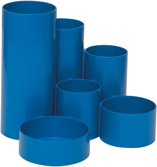 MAULtubo pennenbak, 6 vaks, Ø 15 x 12,5 cm, voor 85% uit gerecycleerd PS, blauw - OfficeTown