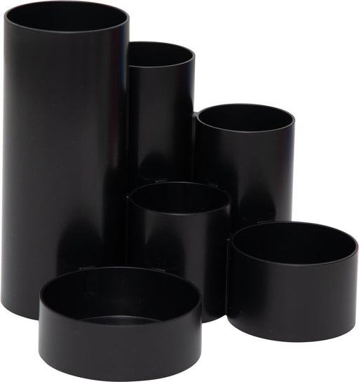 MAULtubo pennenbak, 6 vaks, Ø 15 x 12,5 cm, voor 85% uit gerecycleerd PS, zwart - OfficeTown