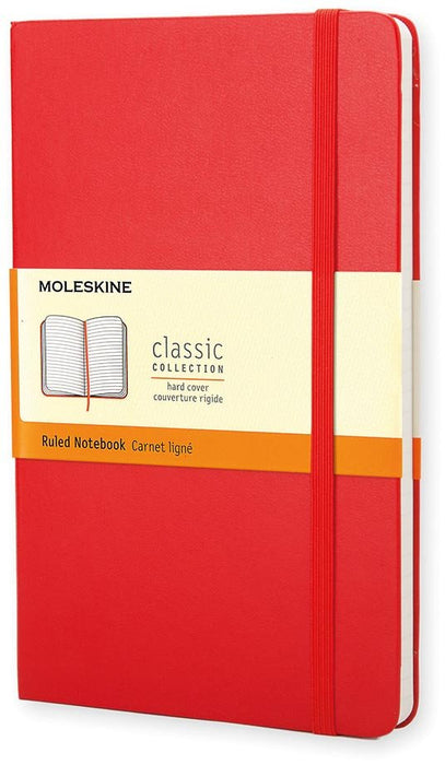 Moleskine notitieboek, ft 13 x 21 cm, gelijnd, harde cover, 240 blad, rood - OfficeTown