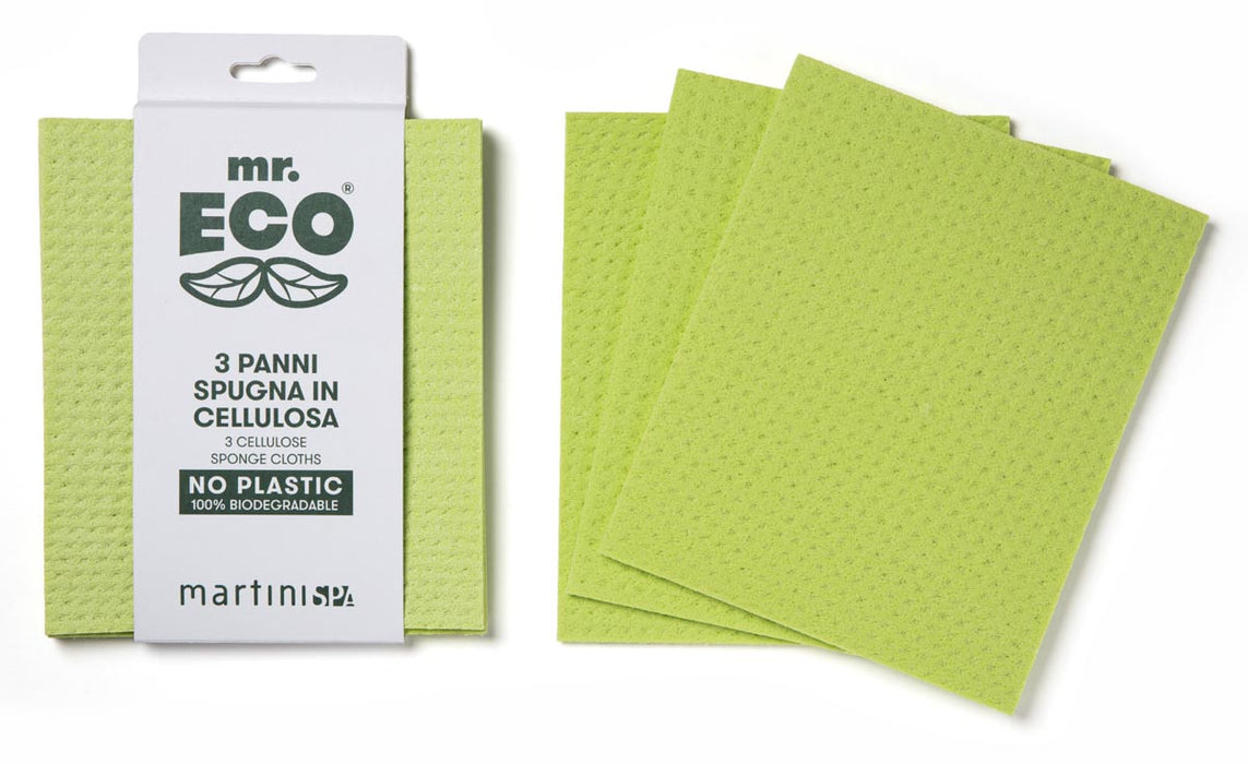 Mr. Eco vaatdoekjes ft 19,5 x 16,5 cm, van plantaardige cellulose, pak van 3 stuks - OfficeTown