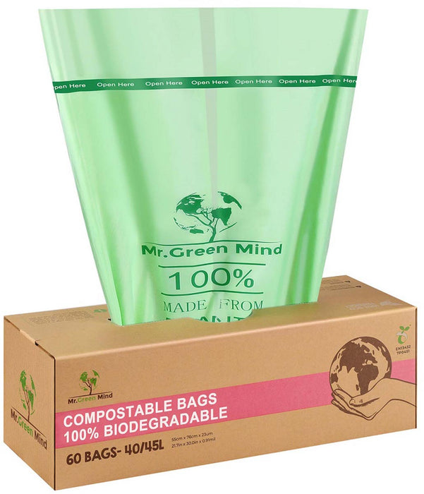 Mr. Green Mind vuilniszakken Bio, 40 - 45 liter, groen, doos van 60 stuks - OfficeTown