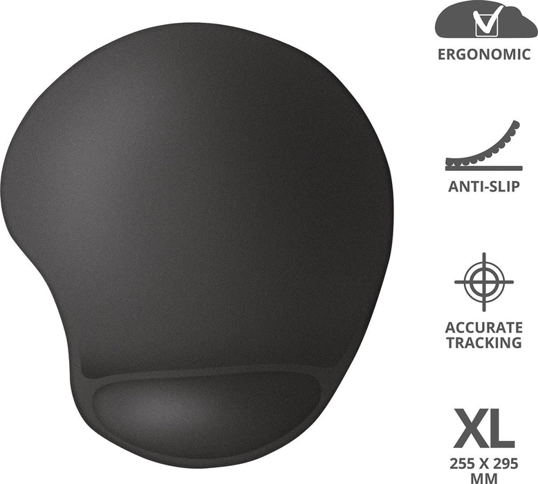 Muismat Trust BigFoot XL met ergonomische gel polssteun, zwart - OfficeTown