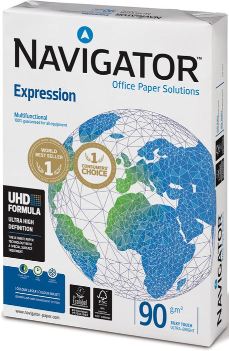 Navigator Expression presentatiepapier A3, 90 g, pak van 500 vel 5 stuks met extra wit papier - OfficeTown