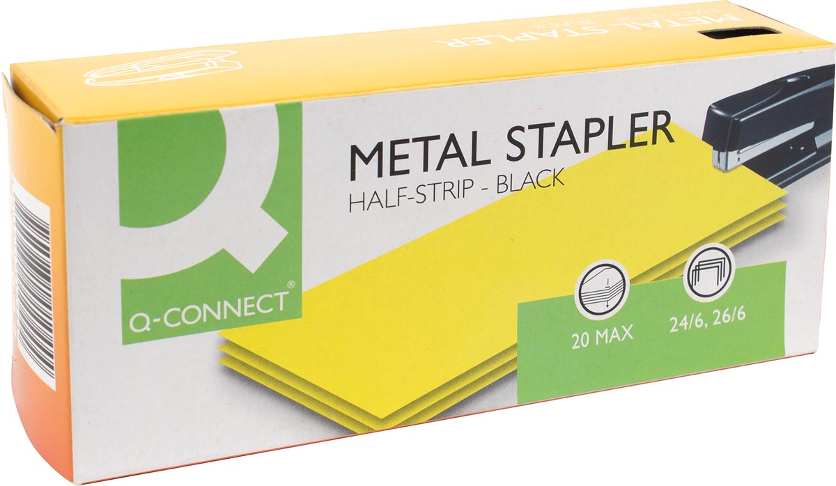 Nietmachine Q - CONNECT half strip, 20 vel, metaal, zwart - OfficeTown