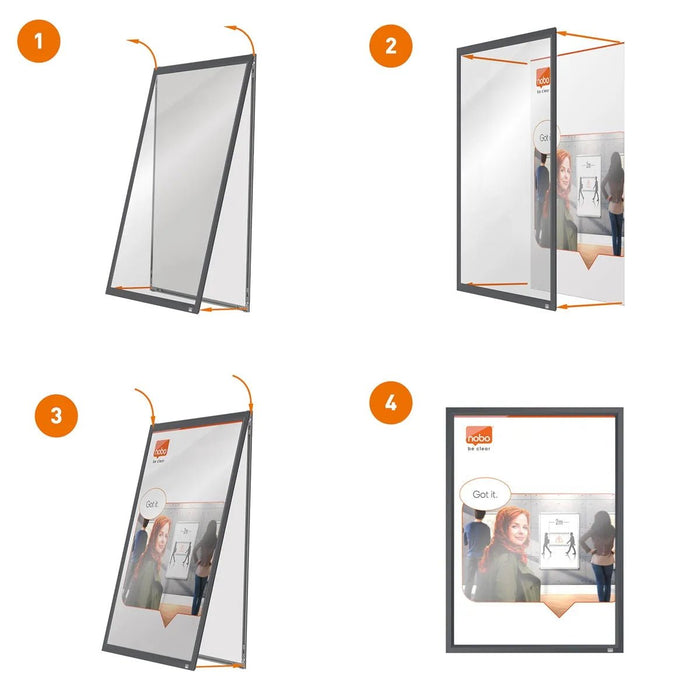 Nobo Impression clicklijst, ft A4, met grijs frame - OfficeTown