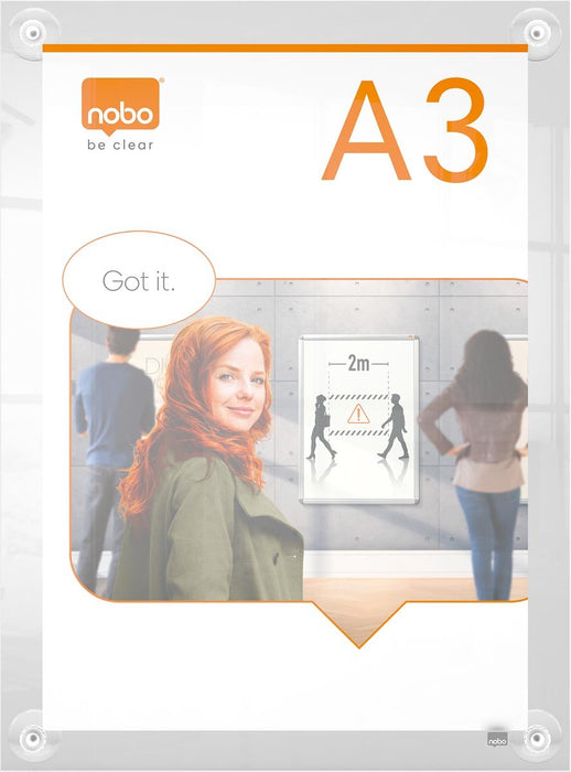 Nobo Premium Plus Acryl informatiebord met zuignapbevestiging, wandgemonteerd, in A3 - formaat - OfficeTown