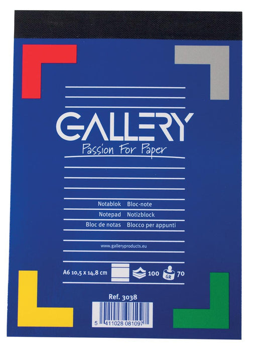 Notitieblok Gallery, formaat A6, gelinieerd, blok van 100 vellen - OfficeTown