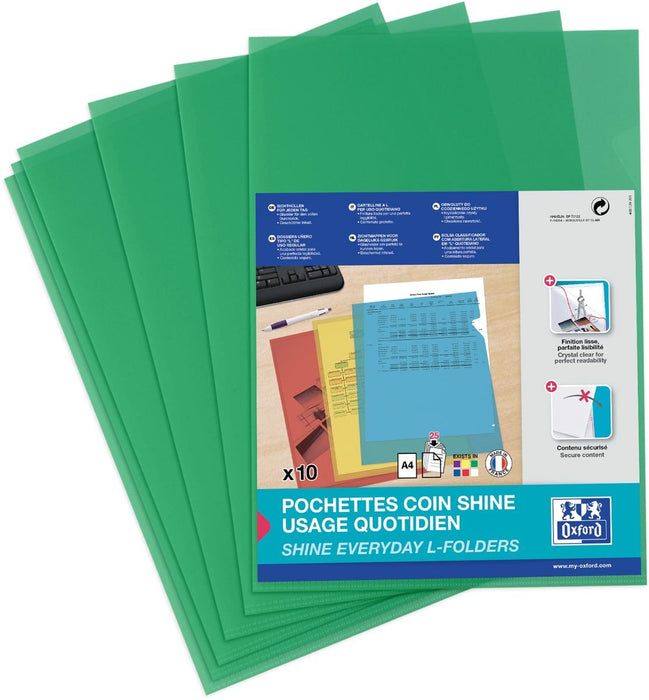 OXFORD Glanzende L - map, set van 10 stuks, in het groen - OfficeTown