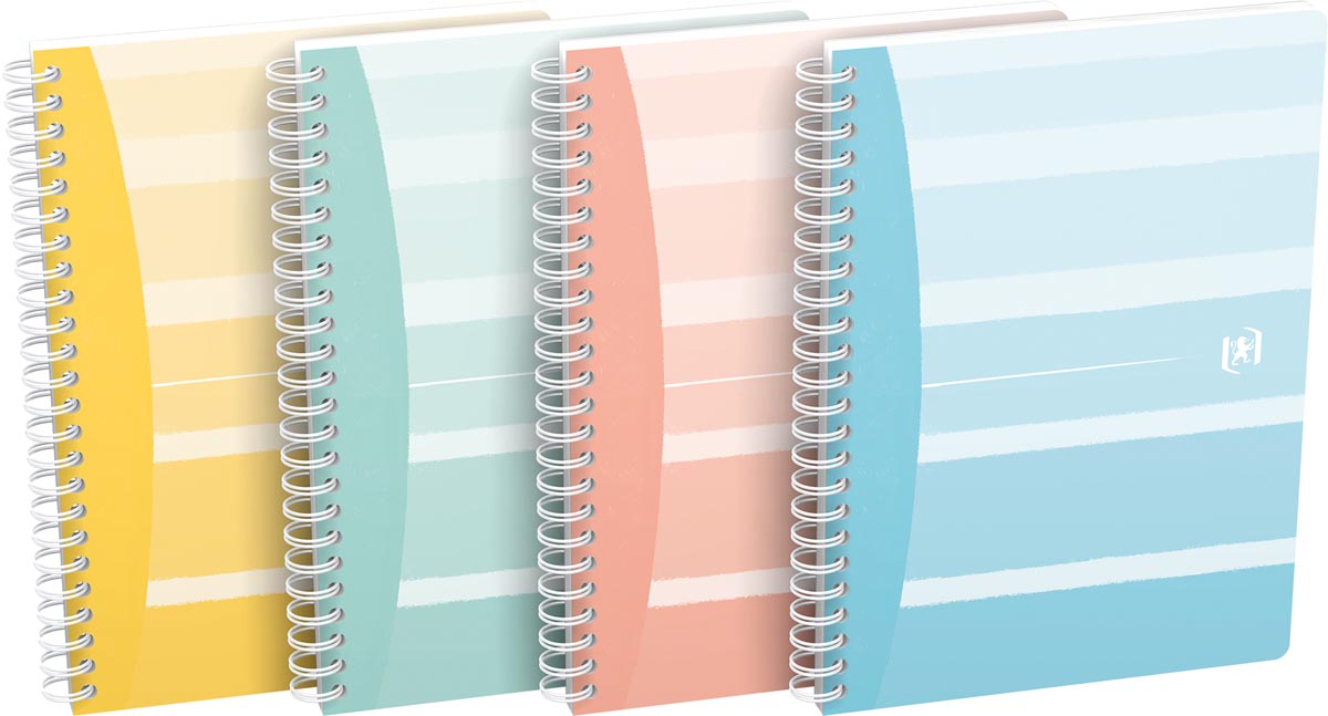 Oxford Iconics spiraalschrift, ft A5, 120 bladzijden, geruit 5 mm, geassorteerde kleuren 5 stuks - OfficeTown