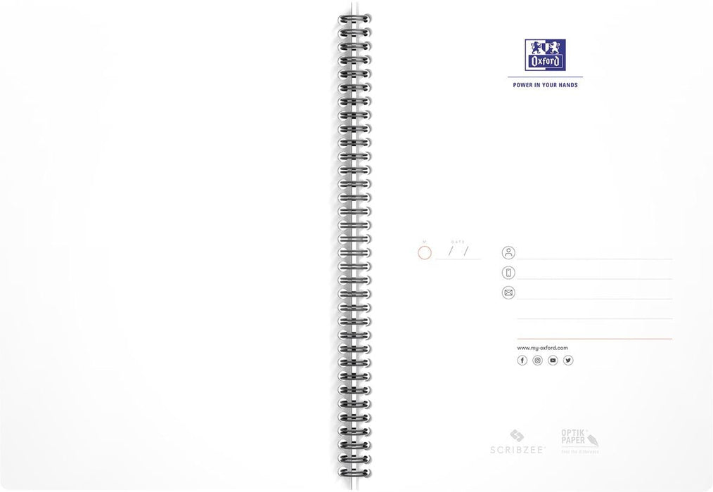 Oxford Office Essentials spiraalschrift, 180 bladzijden, ft 17,6 × 25 cm (B5), 90 vel, geruit 5 mm, geass 5 stuks - OfficeTown