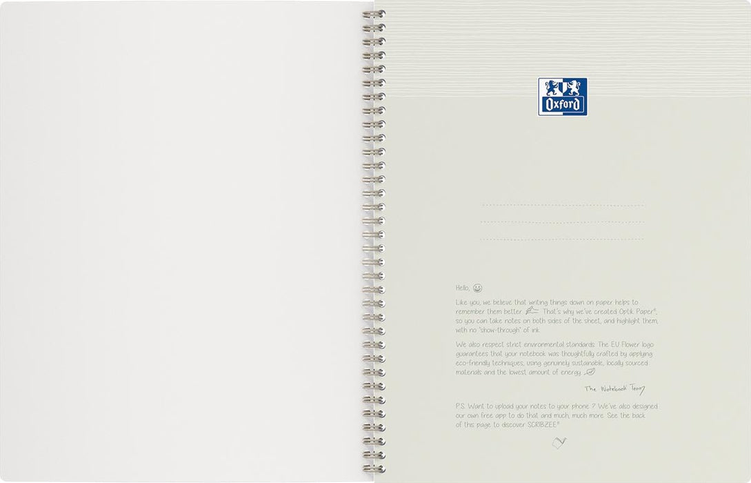 Oxford Origin spiraalschrift, ft A4+, 140 bladzijden, geruit 5 mm, zand - OfficeTown