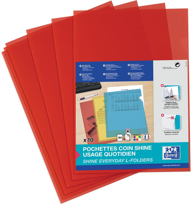 OXFORD Shine L - map, 10 stuks, rood, ft A4, 120 micron - OfficeTown