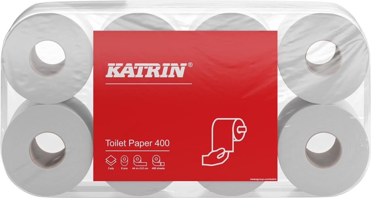 Pallet Katrin toiletpapier, 2 - laags, 400 vel per rol, pak van 8 rollen 180 stuks - OfficeTown