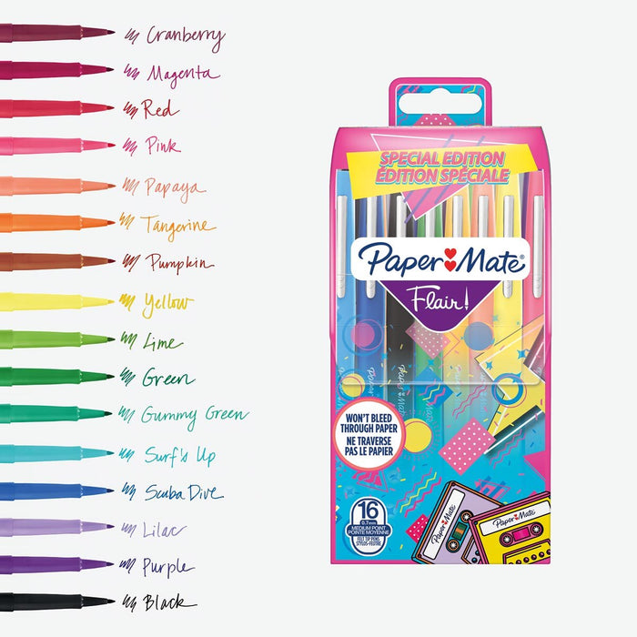 Paper Mate viltstift Flair Retro, blister van 16 stuks - OfficeTown