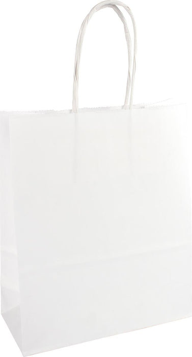 Papieren draagtassen, 32 x 12 x 41 cm, wit, 50 stuks - OfficeTown