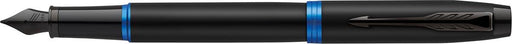 Parker IM Vibrant Rings vulpen medium, zwart met blauwe accenten - OfficeTown