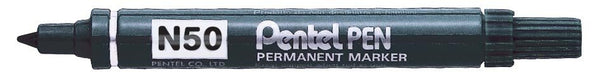 Pentel merkpen N50 zwart met permanente inkt en aluminium houder
