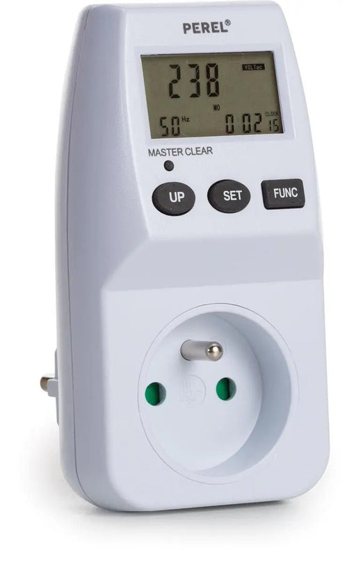 Perel energiemeter, 230 V, 16 A, wit, voor België - OfficeTown