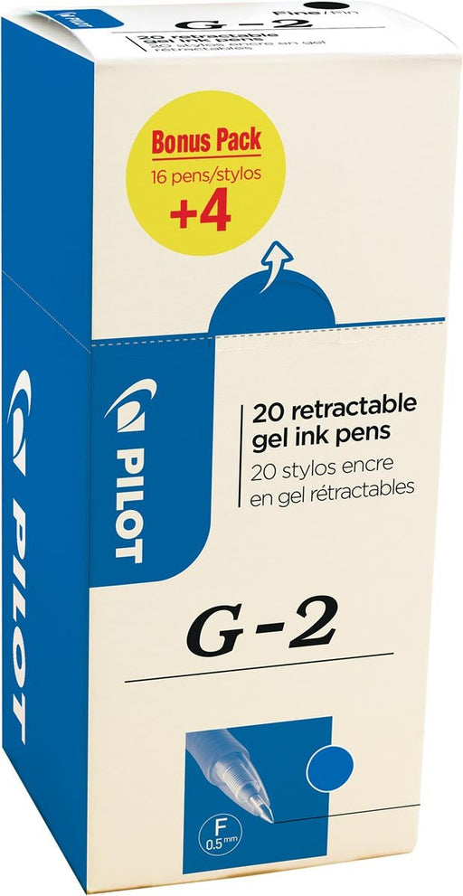 Pilot gelroller G - 2 fijn, blauw, waardepack met 16 + 4 stuks - OfficeTown