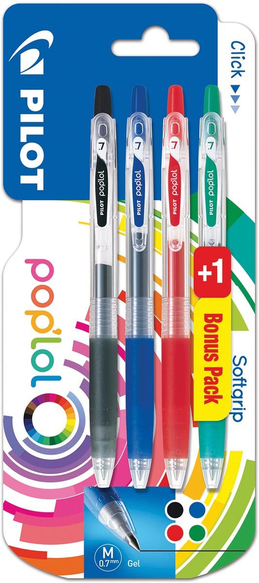 Pilot gelroller Pop'lol, blister van 3 + 1 gratis, in geassorteerde kleuren - OfficeTown