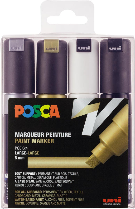 Posca verfmaker PC - 8K, set van 4 stuks, assorti - OfficeTown