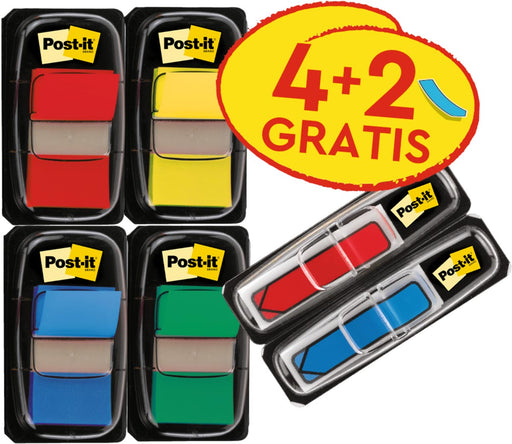 Post - it index standaard, ft 25 mm x 43.2 mm, voordeelpack van 4 stuks + 2 x Post - it Index pijltjes - OfficeTown