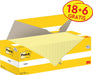 Post - it Notes, 100 vel, ft 76 x 76 mm, kanariegeel (canary yellow), 18 blokken + 6 GRATIS - OfficeTown