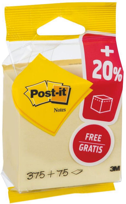Post - it Notes kubus ft 76 x 76 mm, geel, blok van 450 vel, op blister - OfficeTown