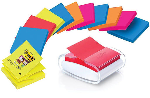 Post - it Super Sticky Z - notes dispenser Pro Color wit, voor ft 76 x 76 mm, inclusief 12 blokken van 90 vel - OfficeTown