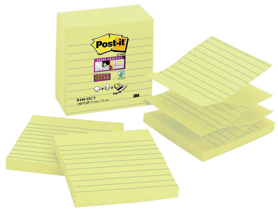 Post - it Super Sticky Z - notes Navulling, 90 vel, ft 101 x 101 mm, gelijnd 5 stuks - OfficeTown