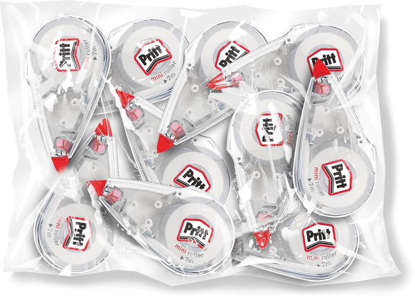 Pritt correctieroller Mini, etui van 10 stuks (7 + 3 gratis) - Droog correctiemiddel met 30% gerecycled materiaal