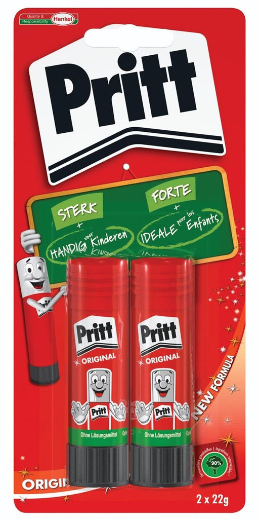 Pritt plakstift blister met 2 stuks van 22 g met natuurlijke ingrediënten - OfficeTown