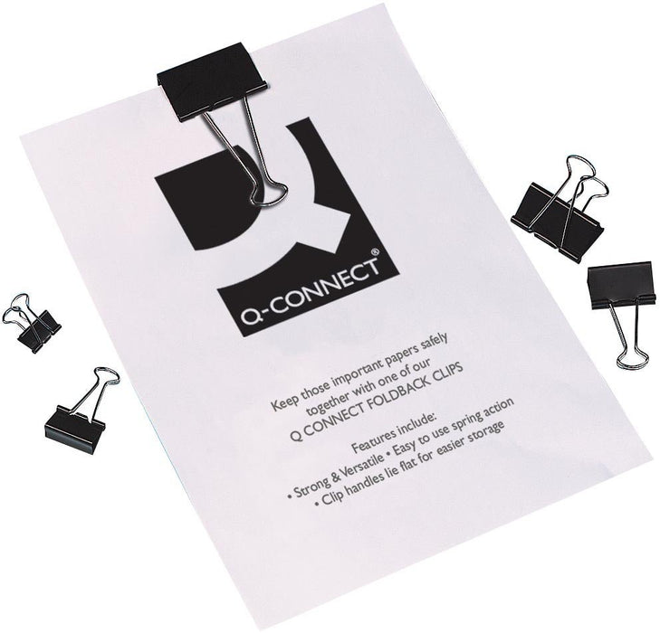 Q - CONNECT Binderclip, zwart, 19 mm, verpakking van 10 stuks - OfficeTown