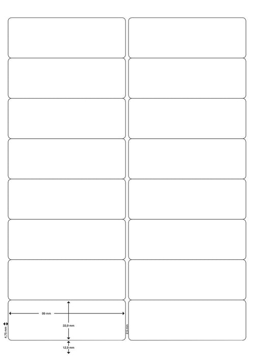 Q - CONNECT etiketten, wit, ronde hoeken, 99,1 x 33,9 mm, 100 vel, 16 etiketten per vel - OfficeTown