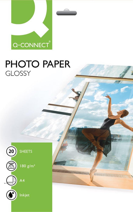 Q - Connect Fotopapier, A4 - formaat, 180 g, pak van 20 vellen - OfficeTown